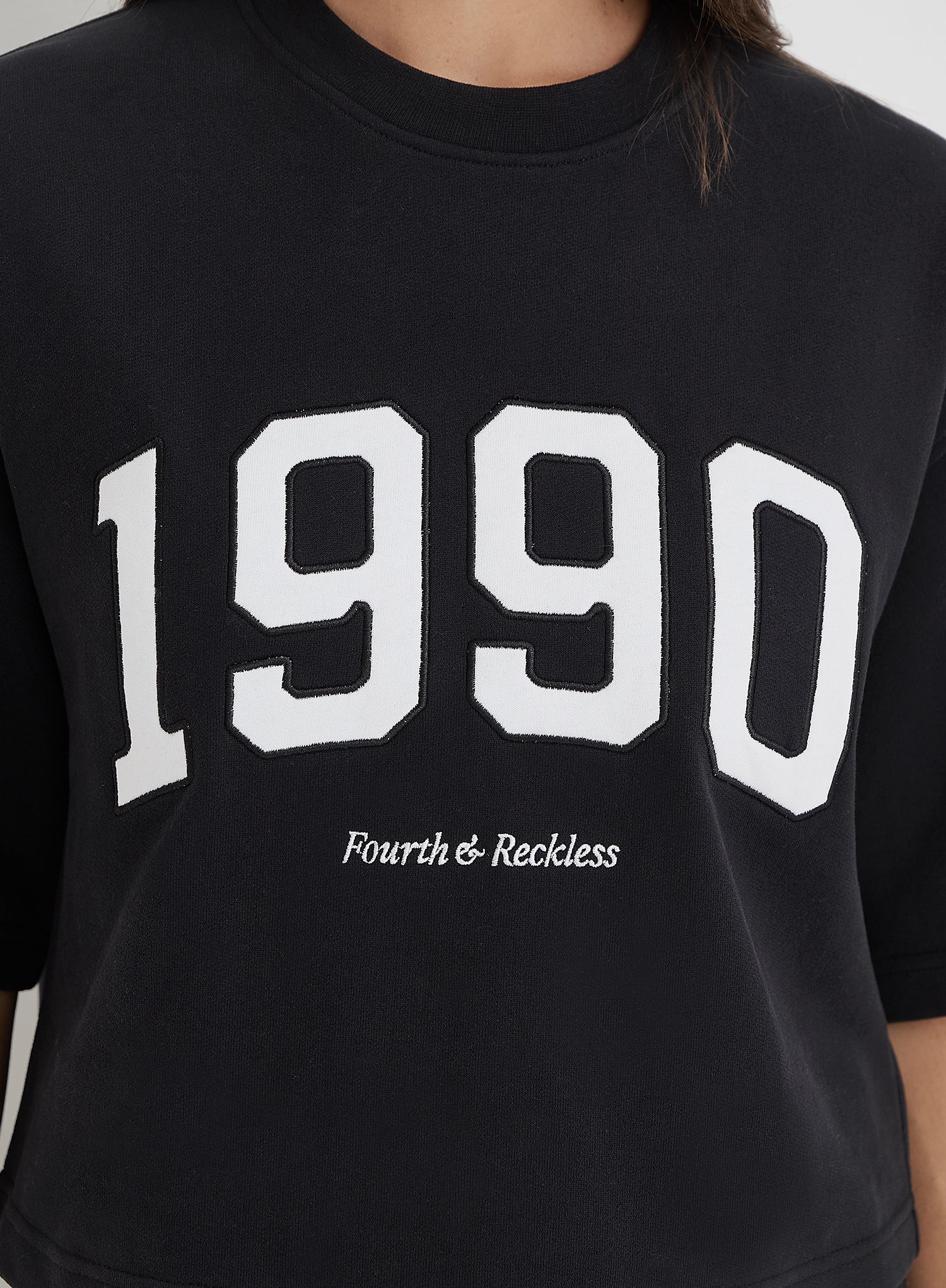 Black Oversized 1990 Graphic Boxy Sweat Top